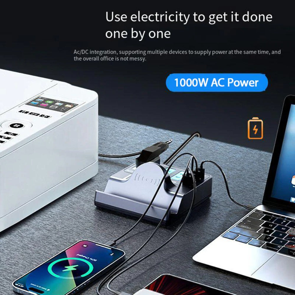 72W 7-Port USB PD Charger: 3 USB-C, USB-A, 3 AC, Wireless Fast Charger for iPhone, Huawei, Xiaomi