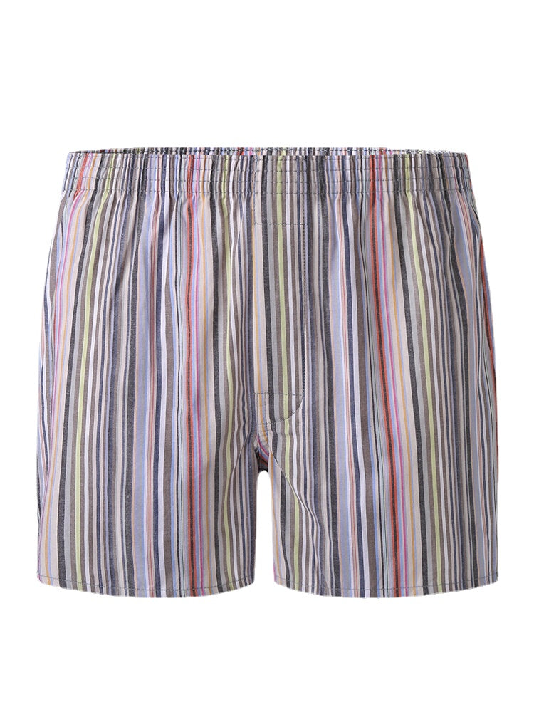 Herren-Boxershorts aus 100 % Baumwolle, bunt, gestreift, lockere Passform, elastischer Bund, atmungsaktiv
