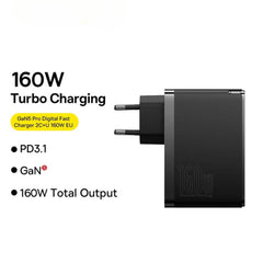 GaN5 Pro 160W 3-Port USB PD Fast Charger with 240W Type-C Cable - EU Plug