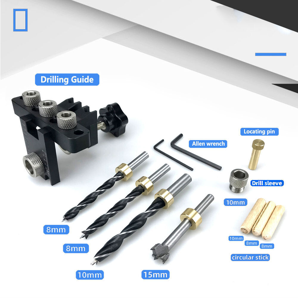 3-in-1 Precision Dowel Cam Jig Master Kit - Wood Hole Drilling Guide for DIY Woodworking