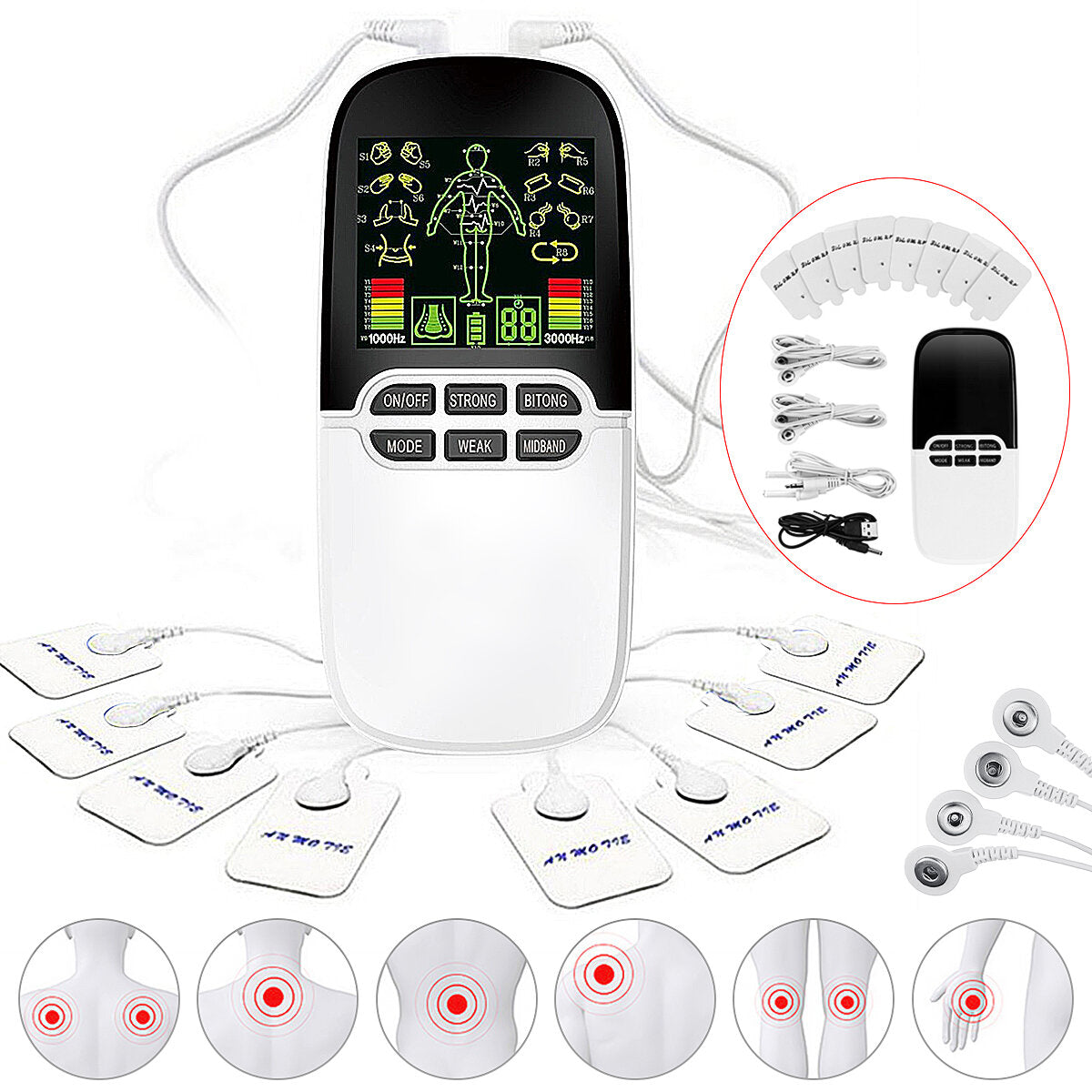 Electronic Pulse Meridian Massager with LCD Display - 8 Modes for Neck & Shoulder Pain Relief