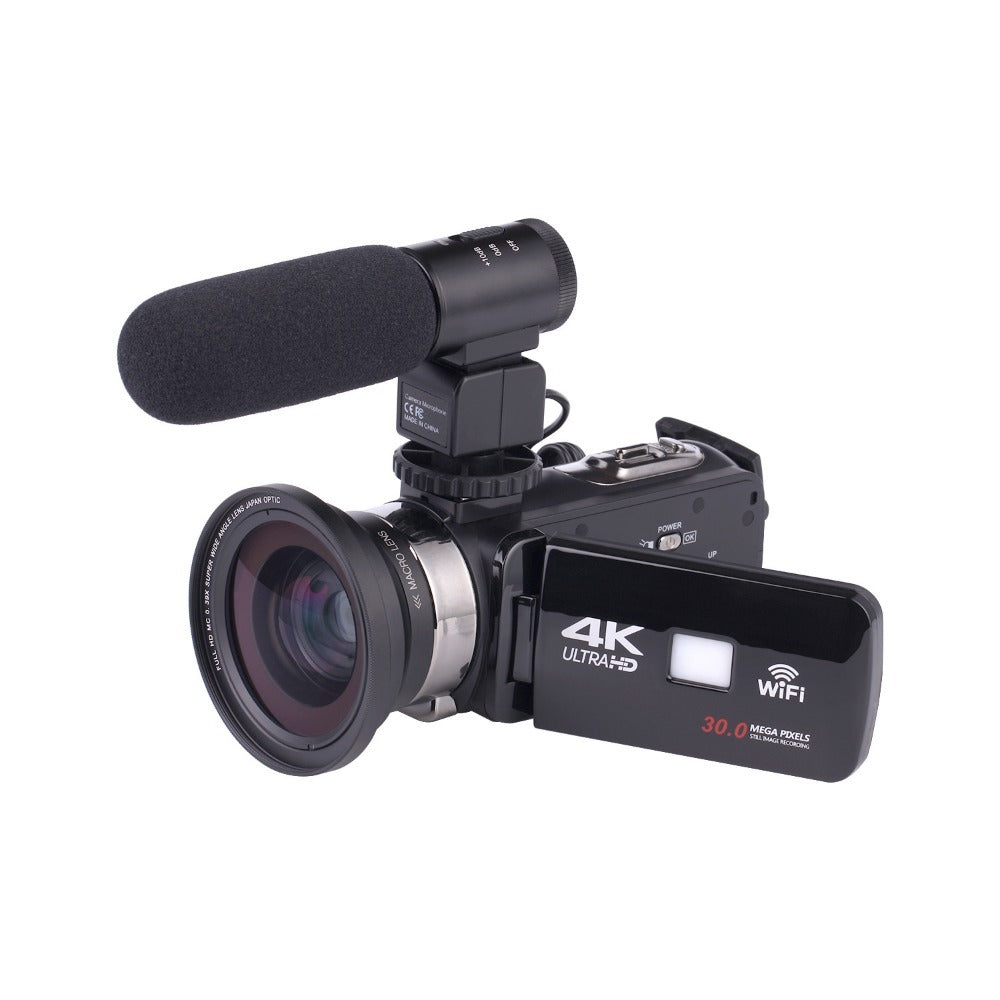 4K Video Camera Camcorder: 18X Zoom, 48MP, 3.0" Touchscreen, Mic, Remote, Night Vision, 2 Batteries for Vlogging