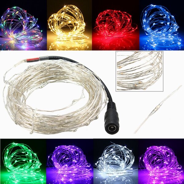 10M 100 LED Silver Wire Waterproof Christmas Outdoor String Fairy Lights DC12V