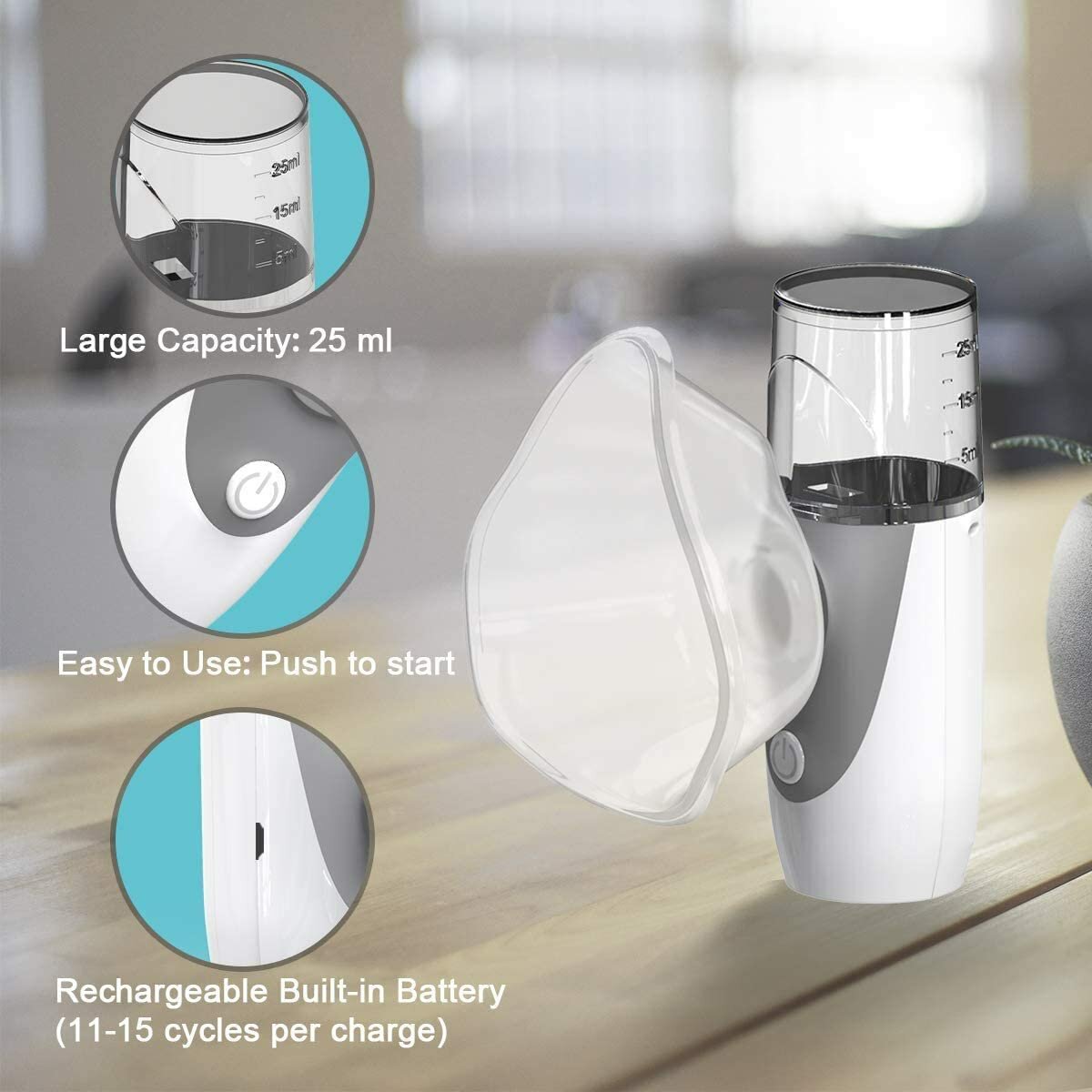 Portable USB Charging Ultrasonic Nebulizer - Handheld Inhaler for Children & Adults