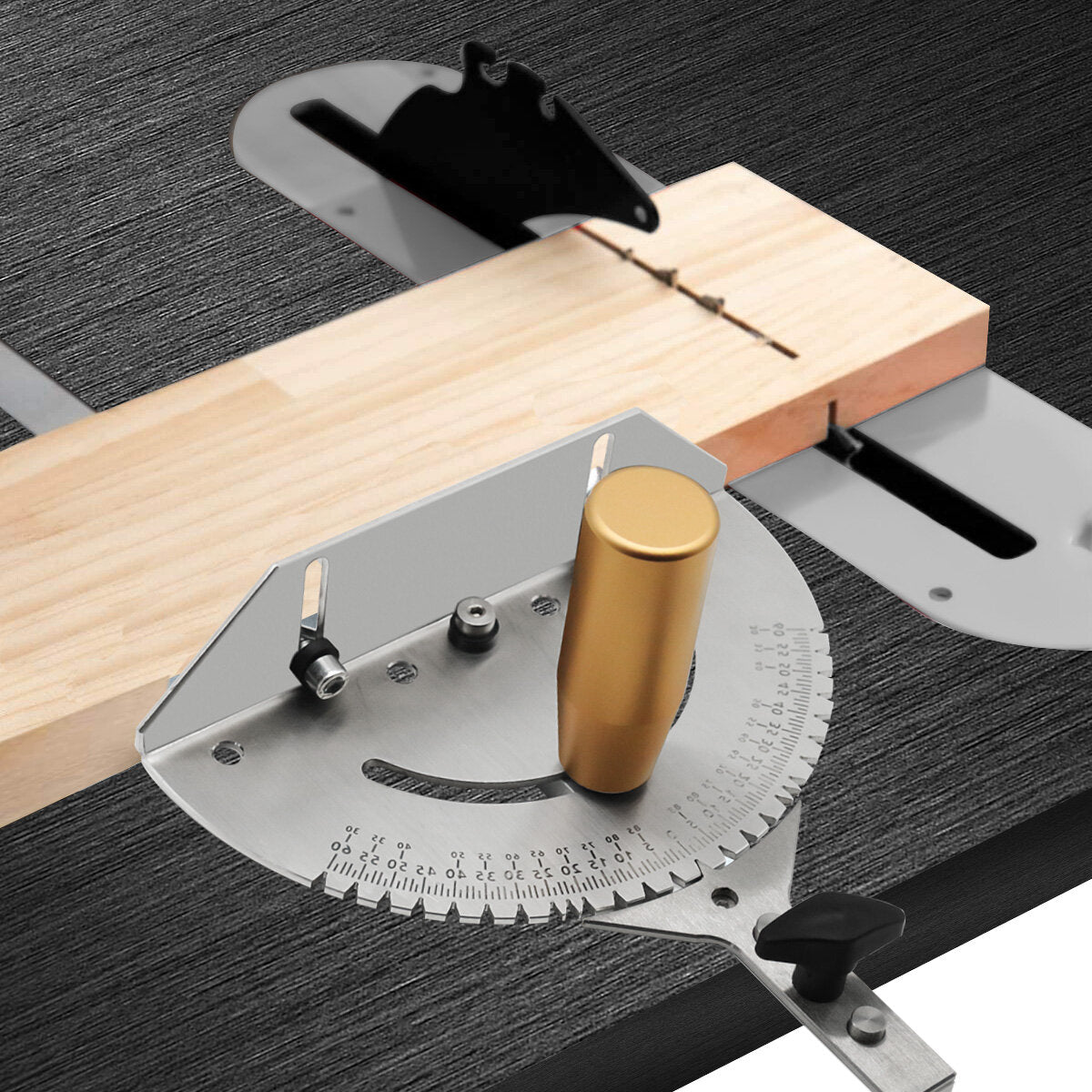 Universal Precision Miter Gauge for Table Saws - High Accuracy Protractor with 27 Angle Stops, Fits Standard Slots
