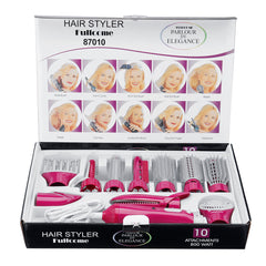 10-in-1 Multi Styler: Straightener, Curling Wand, 1-Step Hair Dryer, Comb, Hot Air Brush