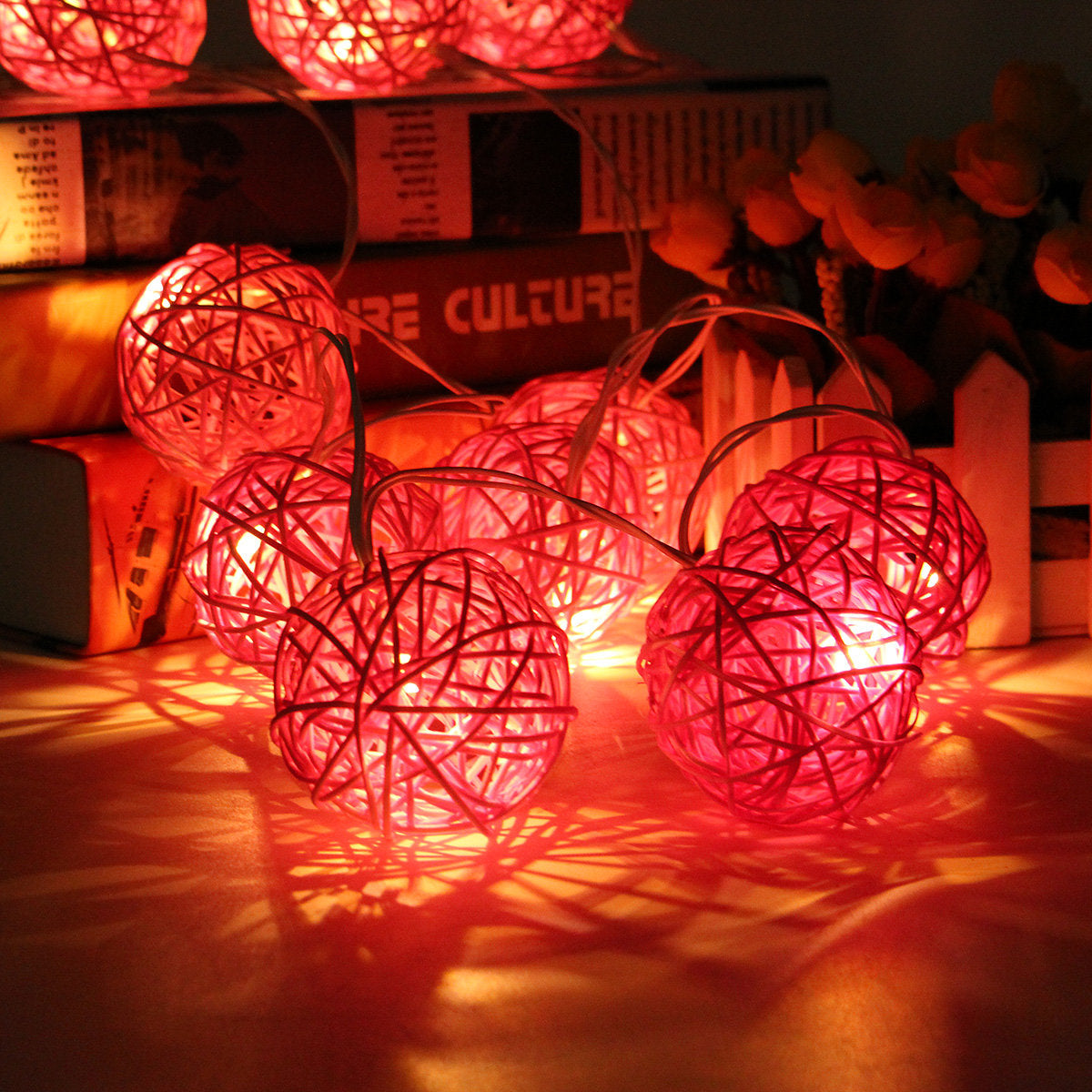 20 LED Rattan Ball String Lights - Colorful Fairy Lamps for Home, Garden, Wedding, Party, Xmas Decor