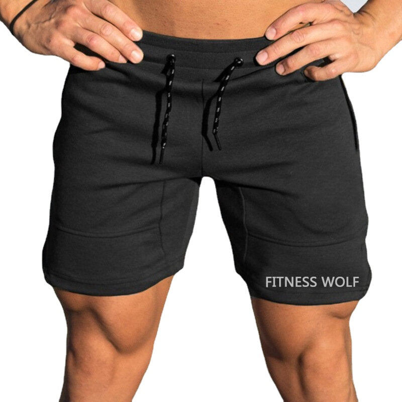 Men's Slim Fit Sports Bicycle Shorts - Solid Color, Drawstring, Casual