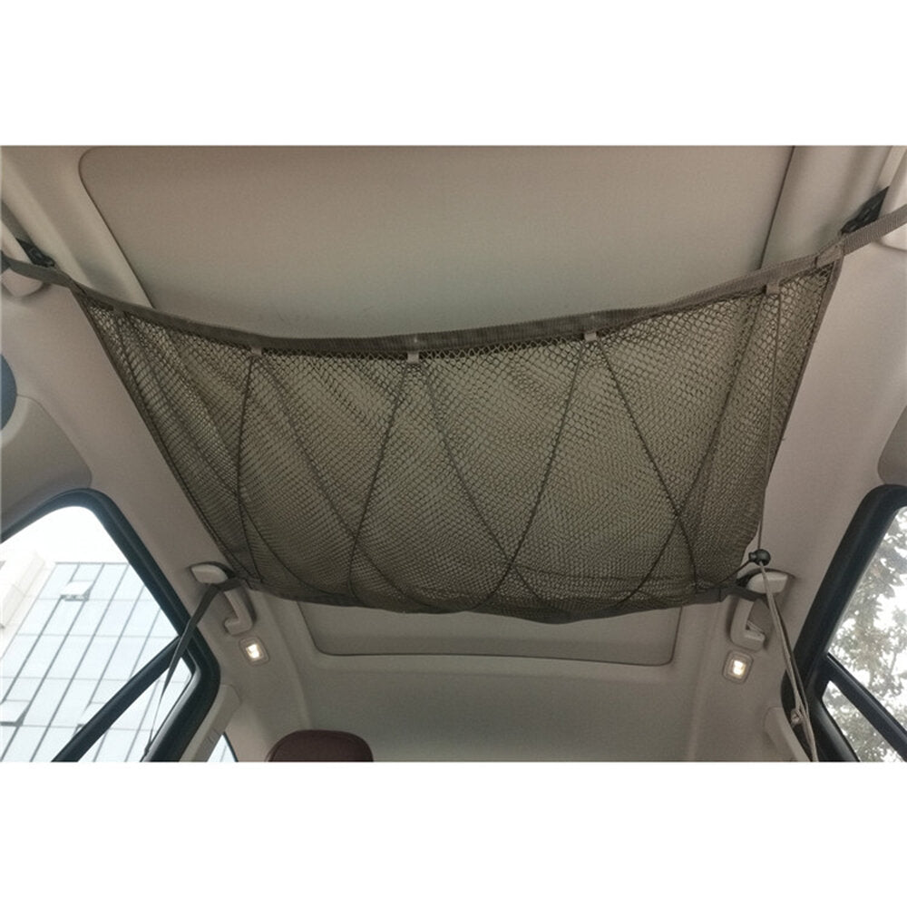 Universal Car Ceiling Storage Net Pocket with Zipper - Interior Roof Cargo Bag for Trunk Storage