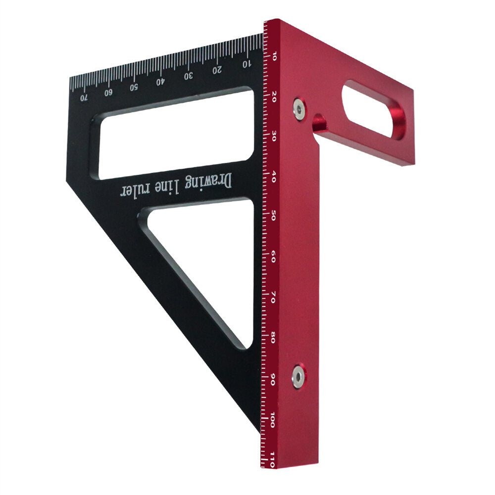 Aluminum Alloy 3D Angle Ruler - 45/90 Degree Woodworking Square Protractor