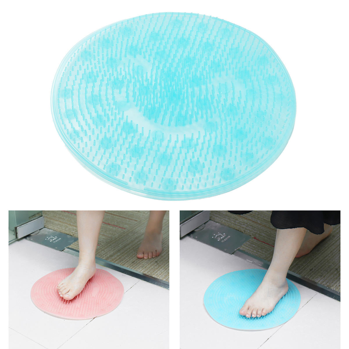 Silicone Bathroom Floor Mat with Suction Cups - Massage & Exfoliation Shower Pad