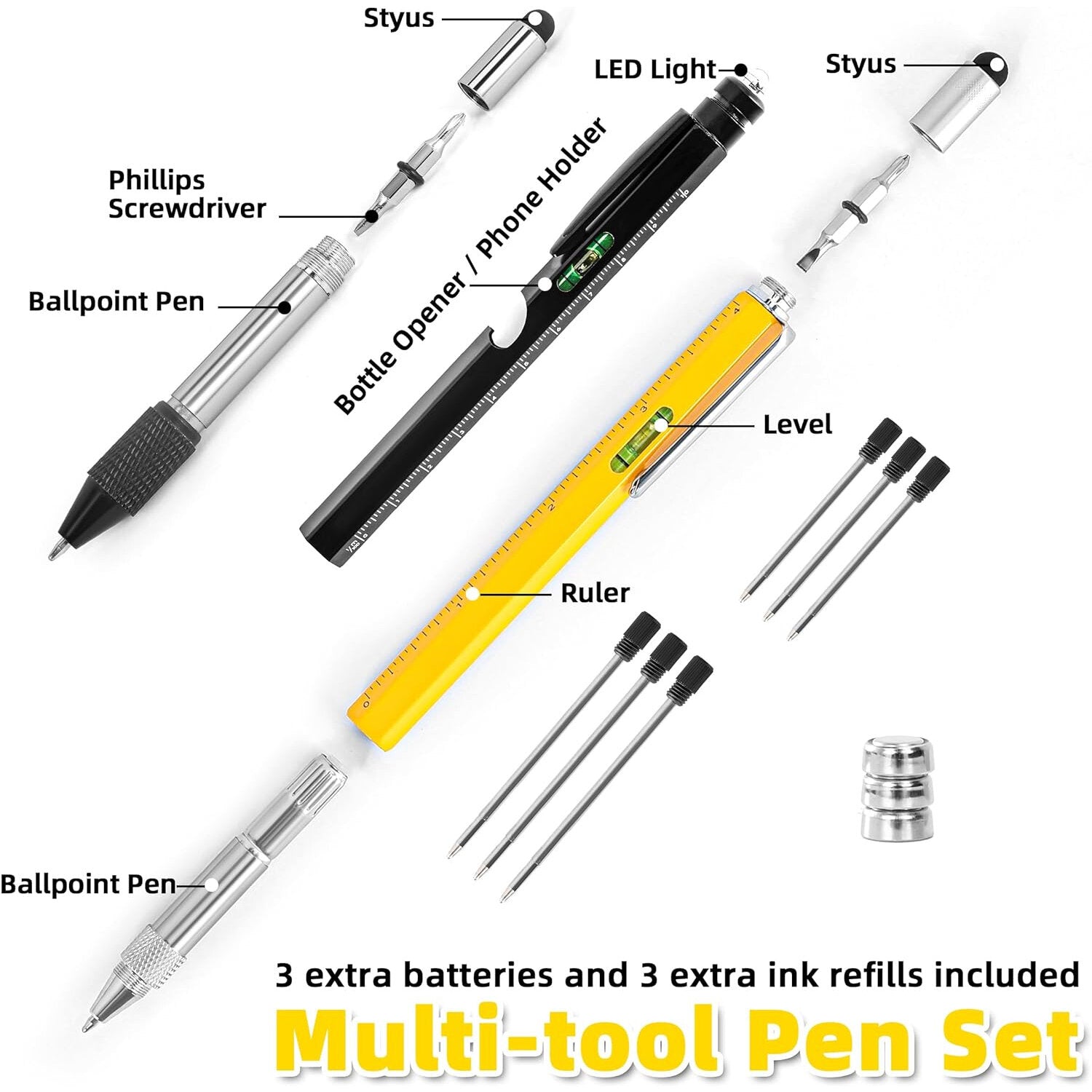 9-in-1 Multi-Tool Stylus Pen: Perfect Gift for DIY Enthusiasts & Handymen