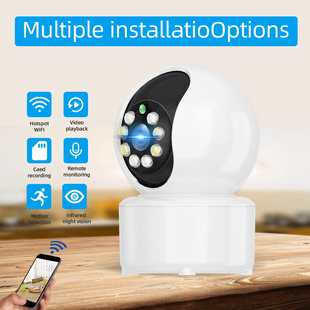 1080P Indoor PTZ WiFi IP Camera, 8 LED, Two-Way Audio, Cloud Storage, Waterproof, Night Vision, Dual Light CCTV