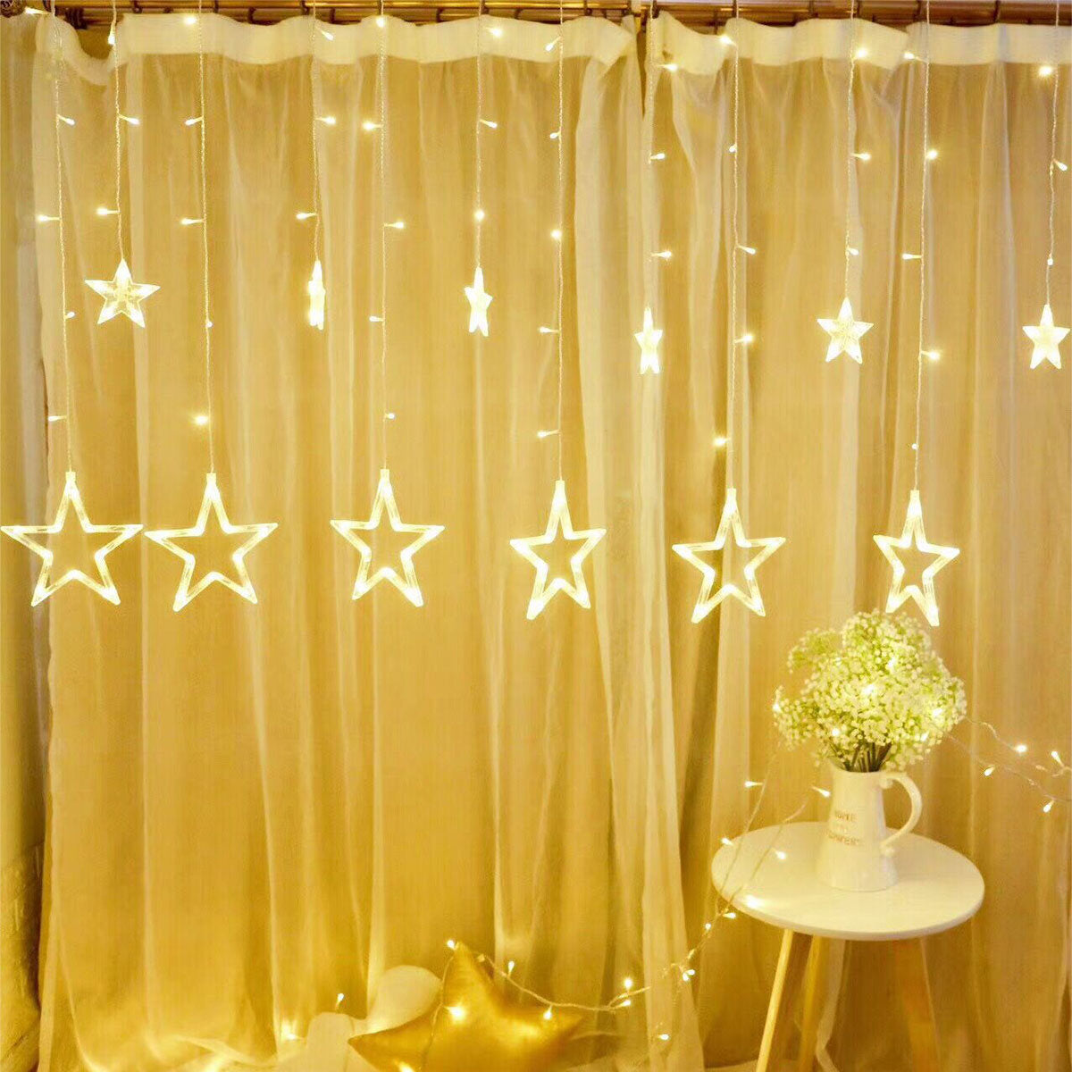 138 LEDs Star Fairy String Lights - Colorful Lamp for Wedding, Party, Holiday, Home, Christmas Decor, AC110V/220V