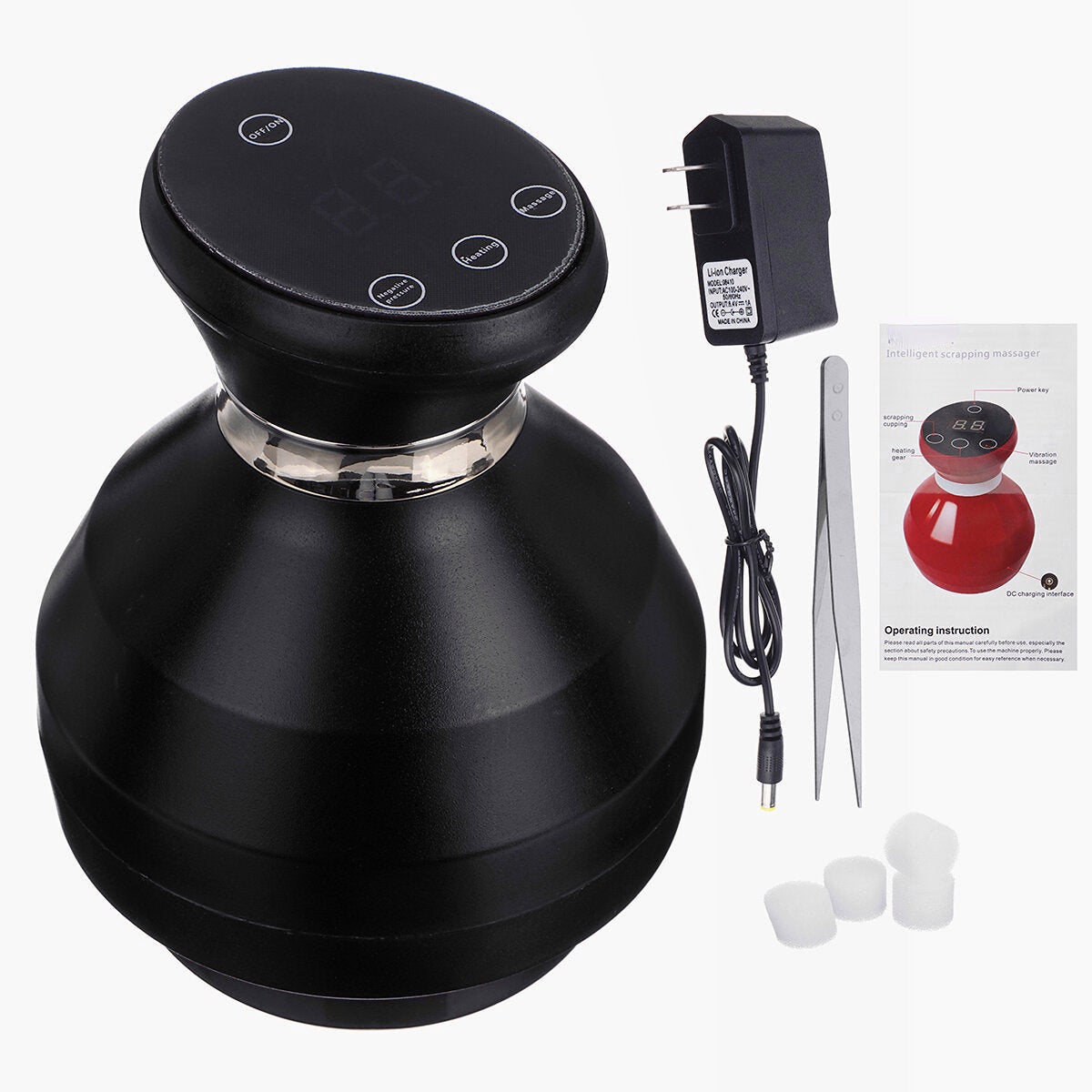 12-Gear Electric Cupping Massager with Heating, Guasha, Suction, Scraping, Touch Screen, Body Slimming, Physiotherapy