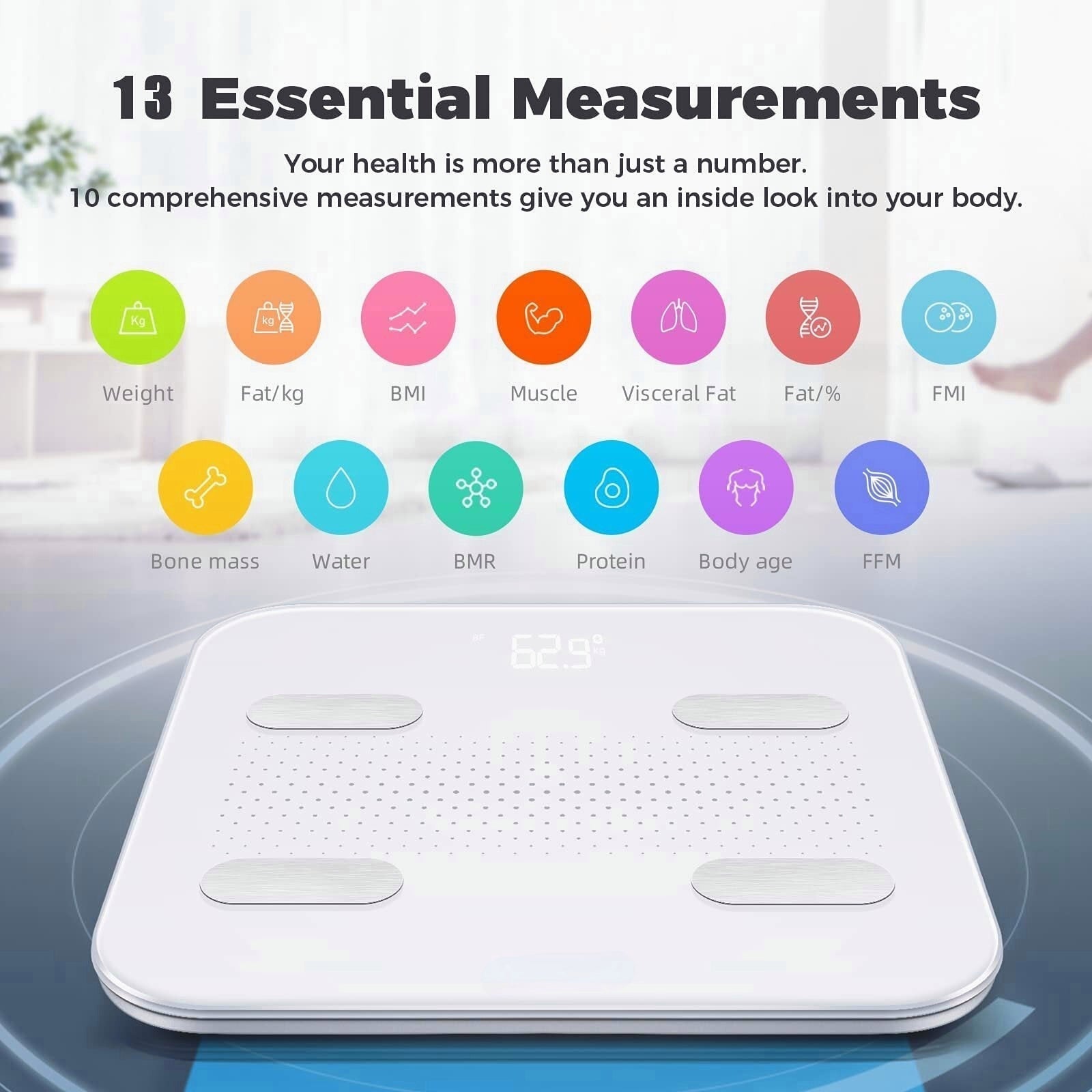 Bluetooth Smart Scale for Body Weight - Digital BMI Bathroom Scale