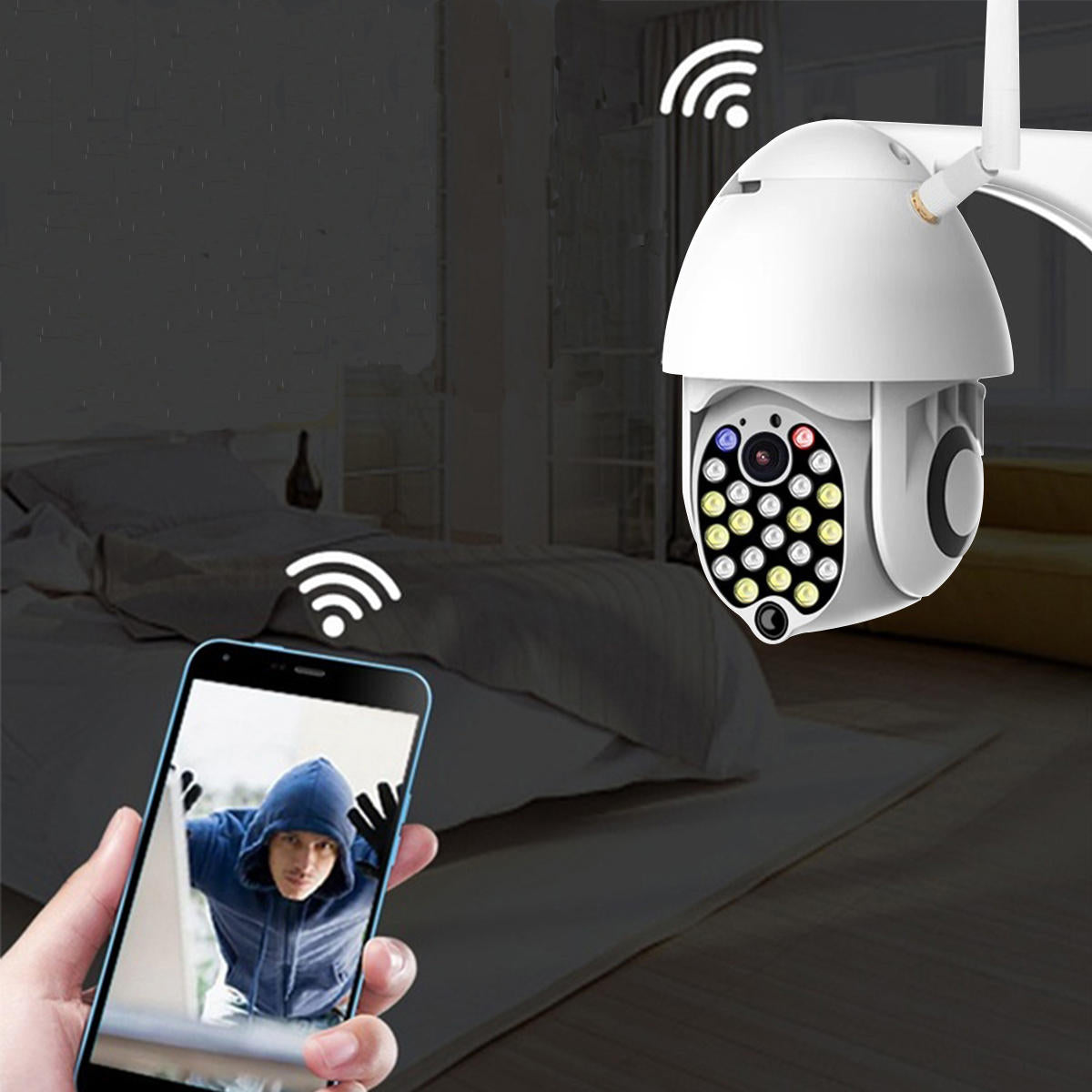 21 Globe Machine IP Camera, 1080P 2MP, Metal Double Shell, Supports 128G TF Card, Night Vision