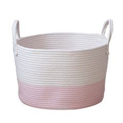 Cotton Rope Storage Basket - Baby Laundry Woven Basket with Handles