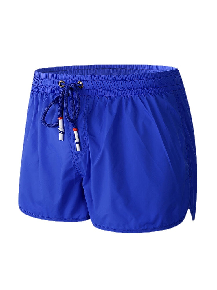 Schnelltrocknende, einfarbige Strand-Boardshorts für Herren mit Kompressionsfutter und Kordelzug