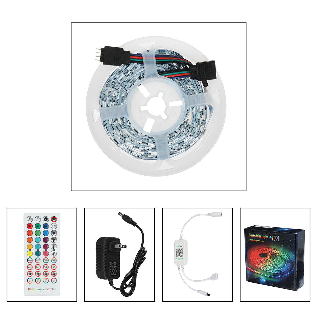 RGB LED Light Strip 5/10/15/20M with 40-Key Remote, Cuttable, 18LEDs/M for Party & Christmas Decor