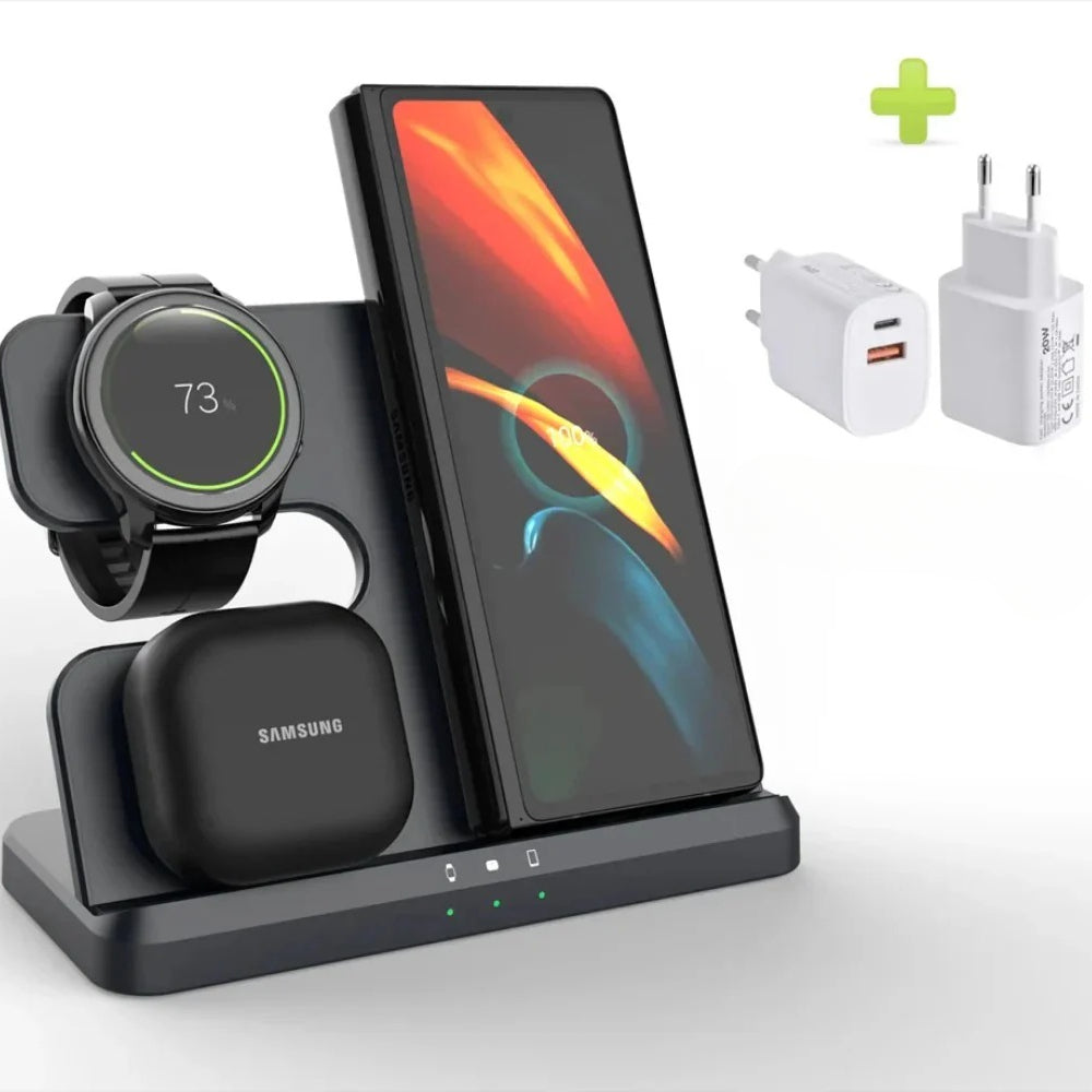 3-in-1 Wireless Charging Station for Samsung Galaxy Watch, S23 Ultra, and Buds