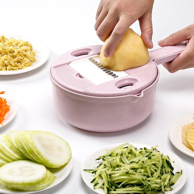 Multifunctional Manual Vegetable Fruit Potato Cutter Chopper Slicer Set - Stainless Steel Kitchen Tools
