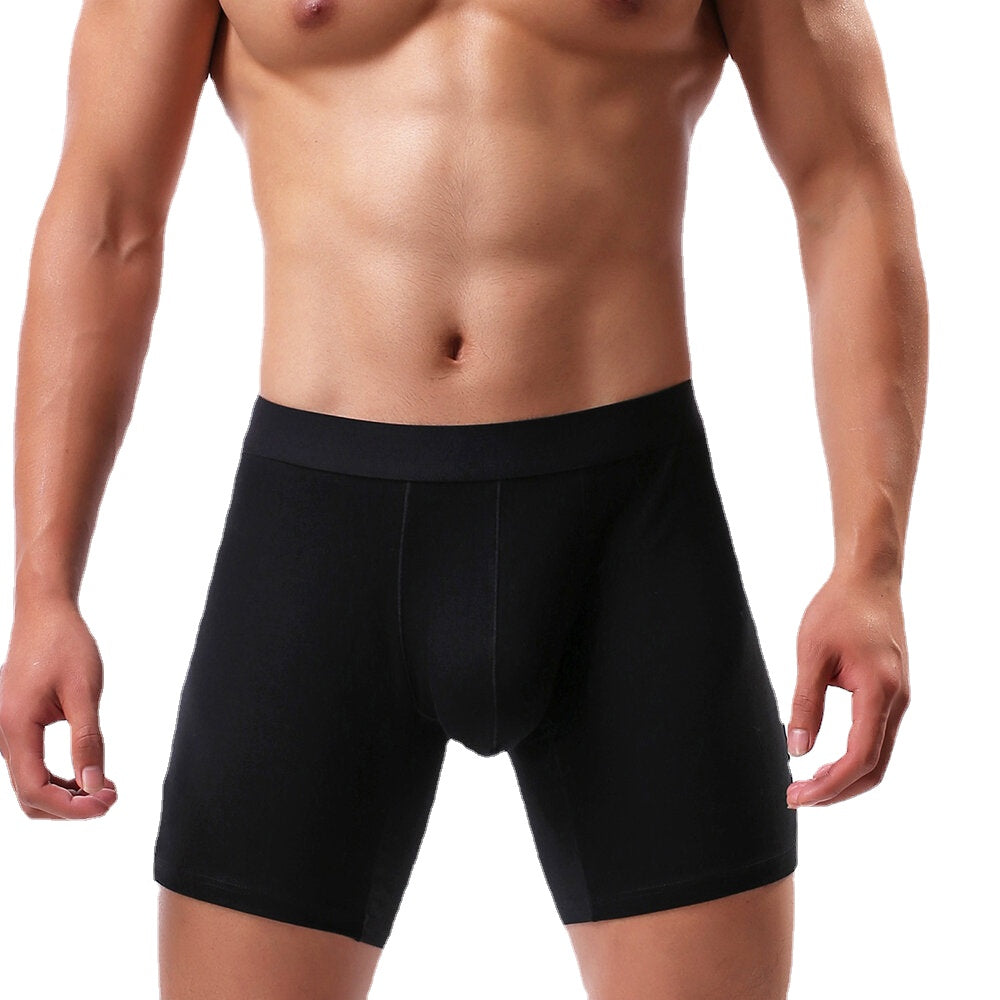 Men's Knitting U Convex Pouch Fitness Boxers - Lengthened Cotton Sport Underwear