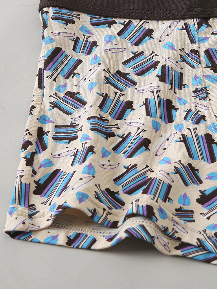 4-teilige Herrenunterwäsche mit Modal-Print – weiche, konvexe Boxershorts