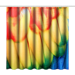 71" Multicolor Animal Feather Polyester Shower Curtain with 12 Hooks