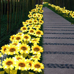 2 Pcs Sunflower Solar LED Flower Lights - Waterproof Chrysanthemum Stake Lamps for Home Garden, Yard, Lawn, Path Decor