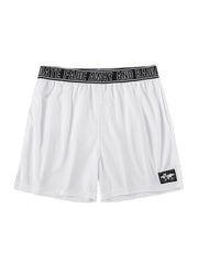 Men's Quick Dry Breathable Mid Waist Sport Shorts with Solid Color Patchwork and Letter Waistband