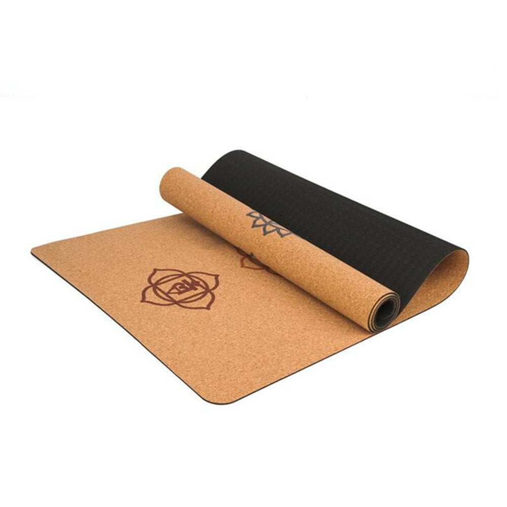 183x68cm Non-Slip Natural Cork TPE Yoga Mat with Storage Bag - Fitness, Gym, Training, Sports Protective Gear