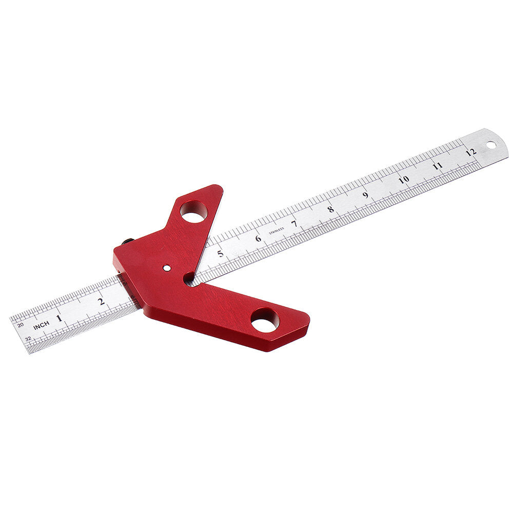 Woodworking Square Center Scriber - 45 & 90 Degree Angle Marking Tool with Ruler
