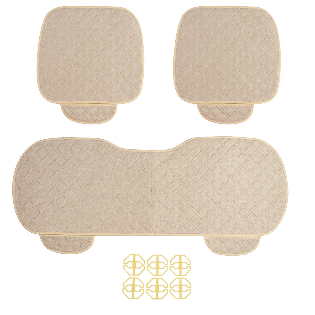 4 Colors Universal Plush Anti-Slip Car Seat Cushion Cover - Front & Rear, Autumn Winter Lattice Chair Pad