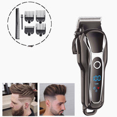 LCD Digital Display Electric Hair Clipper with Oil Head Scissors for Adults