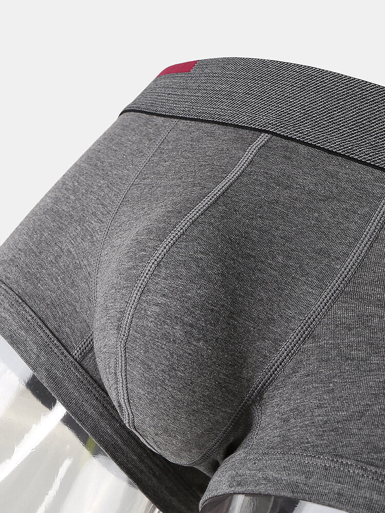 Atmungsaktive Baumwoll-Boxershorts für Herren mit antibakteriellem Beutel und kontrastierendem Bund