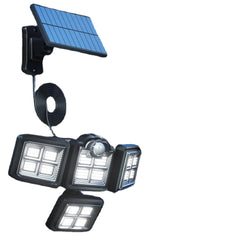 192/198 LED COB Solar Lights - 4 Head Motion Sensor, 270 Degree Wide Angle, Waterproof, Remote Control, Outdoor Garden Wall Lamp