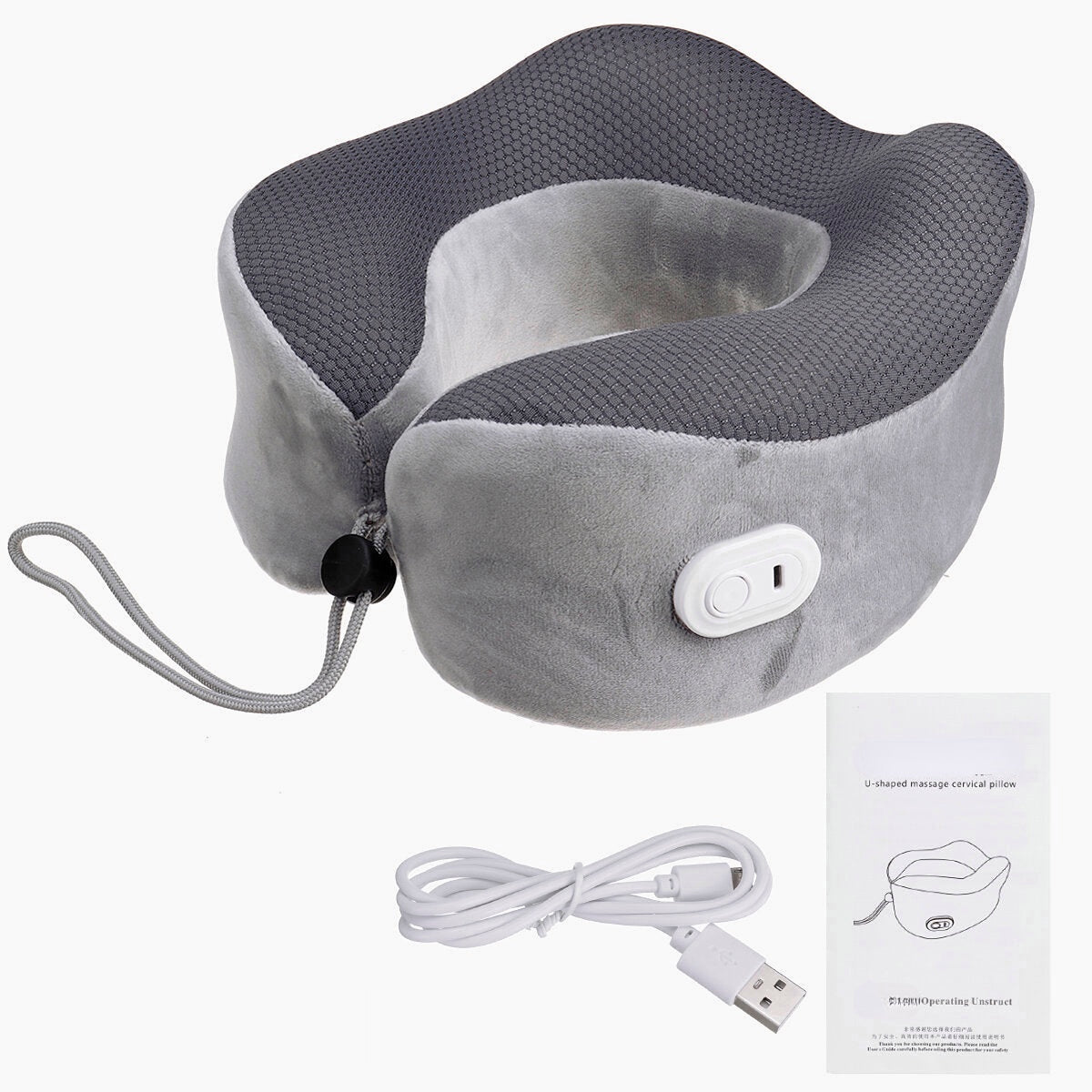 3.7W Electric Travel Neck Massage Pillow - Portable Cervical Support for Muscle Pain Relief at Home, Office, or Travel