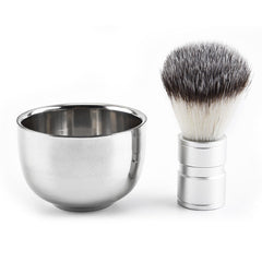 Stainless Steel Shaving Bowl Set: Razor Cup, Shave Brush, Soap Mug for Male Face Cleaning - Silver, NEW