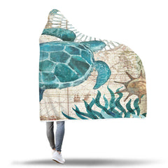 150x200cm Soft Ocean World Hooded Blanket for Kids & Adults - Wearable Throw Cloak