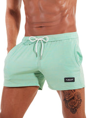 Men's Quick Dry Solid Color Sport Shorts with Pockets and Drawstring