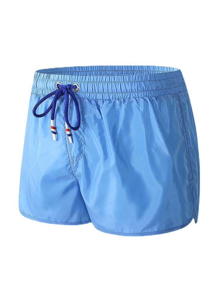 Schnelltrocknende, einfarbige Strand-Boardshorts für Herren mit Kompressionsfutter und Kordelzug