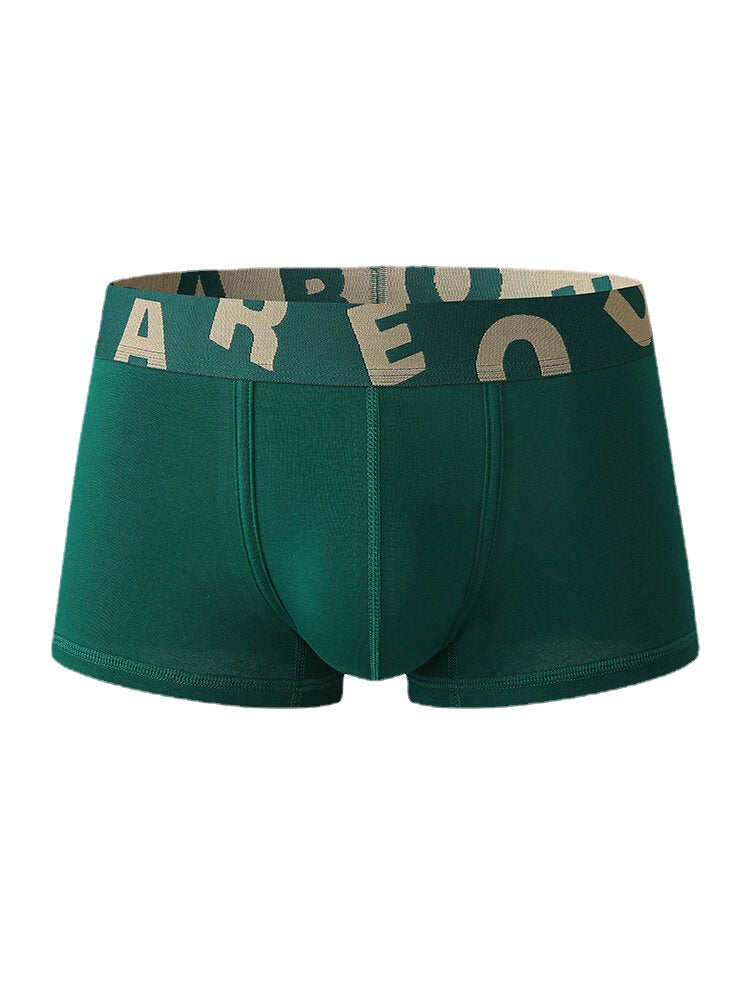 Atmungsaktive Baumwoll-Boxershorts für Herren mit Buchstabenbund und Beutel