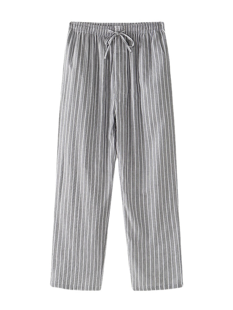 Gestreifte Pyjamahose für Herren mit Kordelzug und Tasche, lässig, für zu Hause