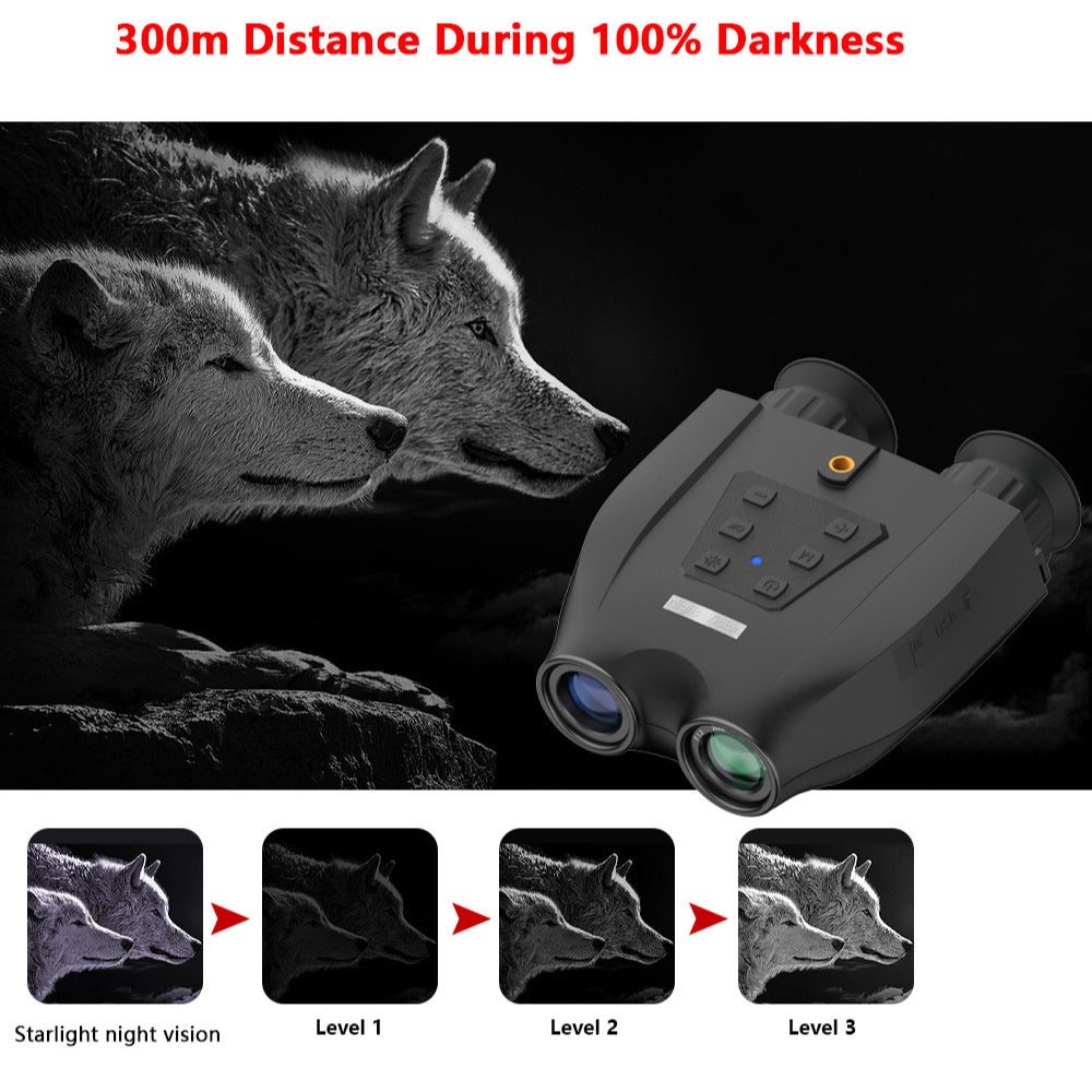 Dual Tube Night Vision Scope, 300m Infrared, 2.5k Ultra HD, Head-mounted Hunting Telescope