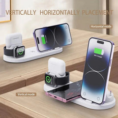 30W 7-in-1 Wireless Charger Stand for iPhone 14/13/12 Pro Max, Apple Watch, and AirPods