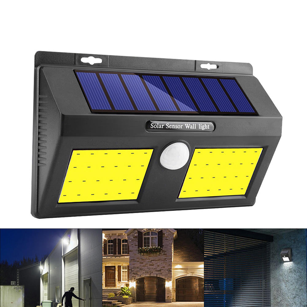 100 COB LED Solar Wall Light with PIR Motion Sensor for Outdoor Garden Security