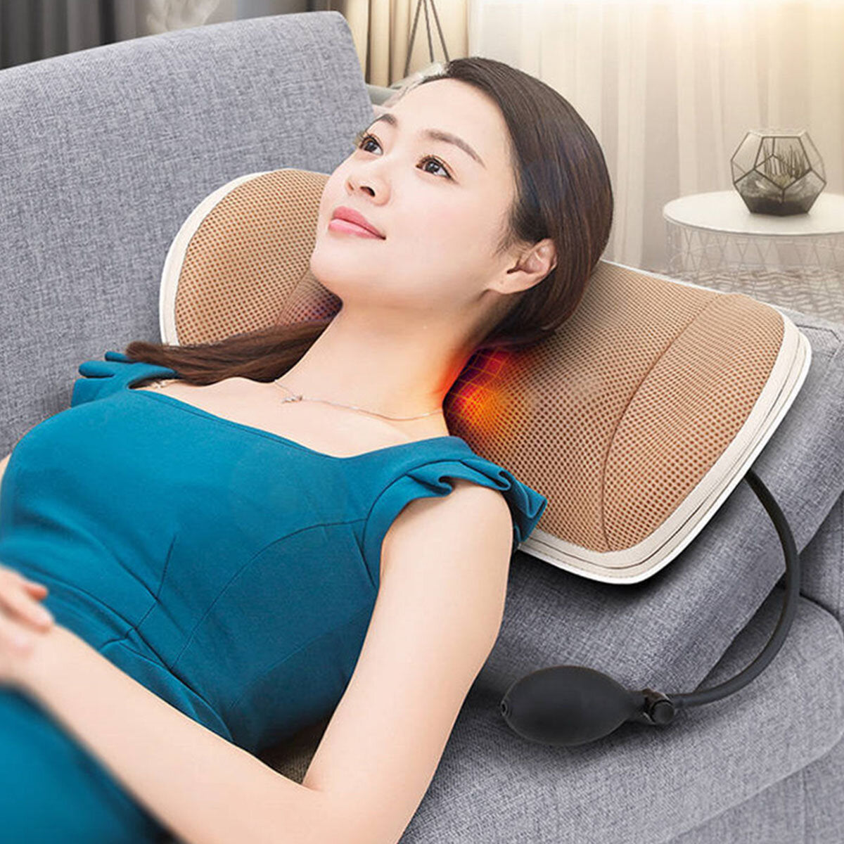 8-in-1 Electric Shiatsu Neck and Shoulder Massager with Heating, Kneading, Infrared Therapy, and Vibrating Head Pillow