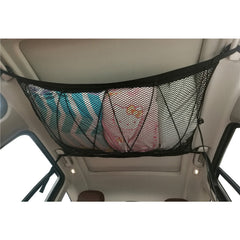 Universal Car Ceiling Storage Net Pocket with Zipper - Interior Roof Cargo Bag for Trunk Storage