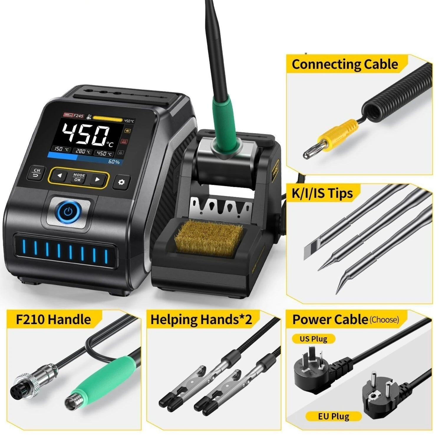 Intelnt 200W Temperature-Controlled Soldering Station - High Performance Electric Iron